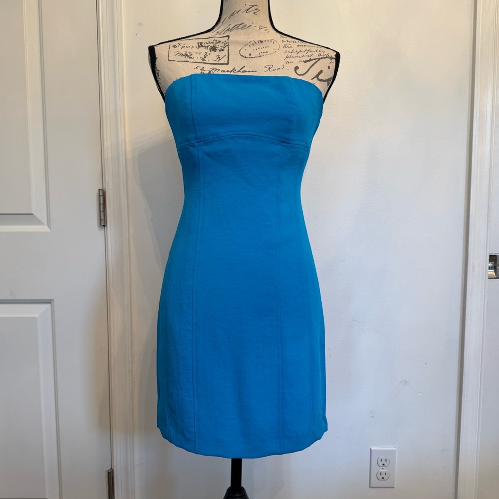 Kookaï Strapless Turquoise Mini Dress